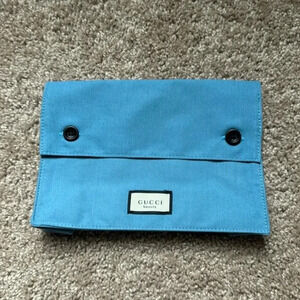 NEW Gucci Beauty Blue Canvas Envelope Style Bag